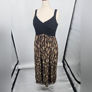 Signature by Robbie Bee Black Dress with Blush Pink Label Detail (6532)